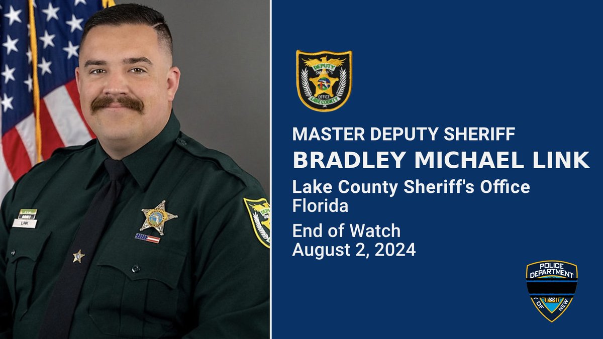 Our thoughts and condolences are with the family, friends, and colleagues of Master Deputy Sheriff Bradley Michael Link of the <a href="/LakeCountySO/">LakeCountySO</a>. Deputy Link was tragically shot and killed when he and other deputies responded to a disturbance at a home. He had served for 6 years and