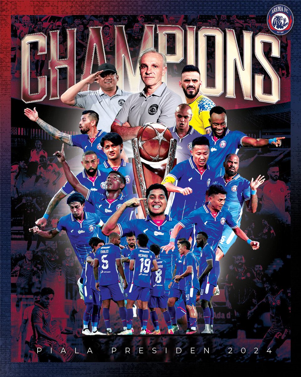 AremafcOfficial's tweet photo. 🏆🏆𝐂𝐇𝐀𝐌𝐏𝐈𝐎𝐍𝐒 𝐏𝐈𝐀𝐋𝐀 𝐏𝐑𝐄𝐒𝐈𝐃𝐄𝐍 𝟐𝟎𝟐𝟒🏆🏆

#AremaFC #Aremania #SalamSatuJiwa
#AremaDay #PialaPresiden2024
#S37UARA_JUARANYA https://t.co/fHVS0MeRmu