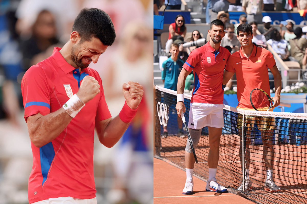 oficialsincerao's tweet photo. Em uma partida HISTÓRICA, Novak Djokovic vence Carlos Alcaraz e é Medalha de Ouro nos jogos Olímpicos de Paris.

LENDA DO ESPORTE!!! https://t.co/NfBNfNiZfp
