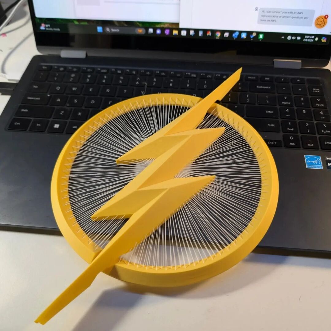 gulfcoprints's tweet photo. My oldest is a big fan of the flash so I printed this wall art #bambu #bambulabs #3dprinting #3dprinting #3dprinter #3dprinted #impressao3d #prop #3dprints #x1carbon #bambux1carbon https://t.co/wWacql1u4G