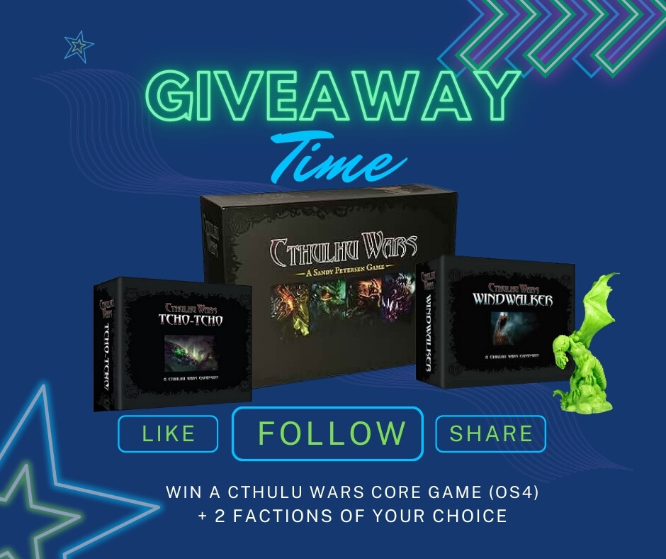We're giving away one core game of Cthulhu Wars plus two additional factions to a lucky fan! 

How to Enter:
1️⃣ Like Quimbley's social media pages 
2️⃣ Share this post
3️⃣ Tag a friend 
4️⃣ Tell us your favorite game and why 
5️⃣ List the product you're most for

Good luck! 🍀