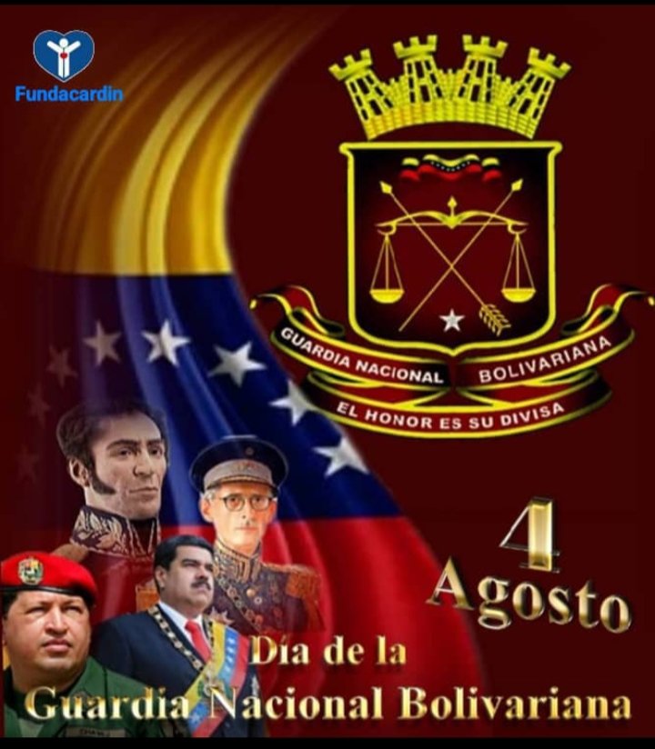 Fundacardin's tweet photo. #04deago Felicitaciones a nuestros Valientes Soldados de la Honorable Guardia Nacional  Bolivariana #86años https://t.co/Zsf2G7Petj