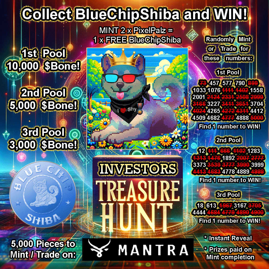 pixelpalzio's tweet photo. 67% Minted! 35/60 WINNERS, 58% of the 'Investors Treasure Hunt' found so far! @ShibArmy @LucieSHIB @Shibtoken @ShytoshiKusama @pixelpalzio https://t.co/kw3MXbPDnJ