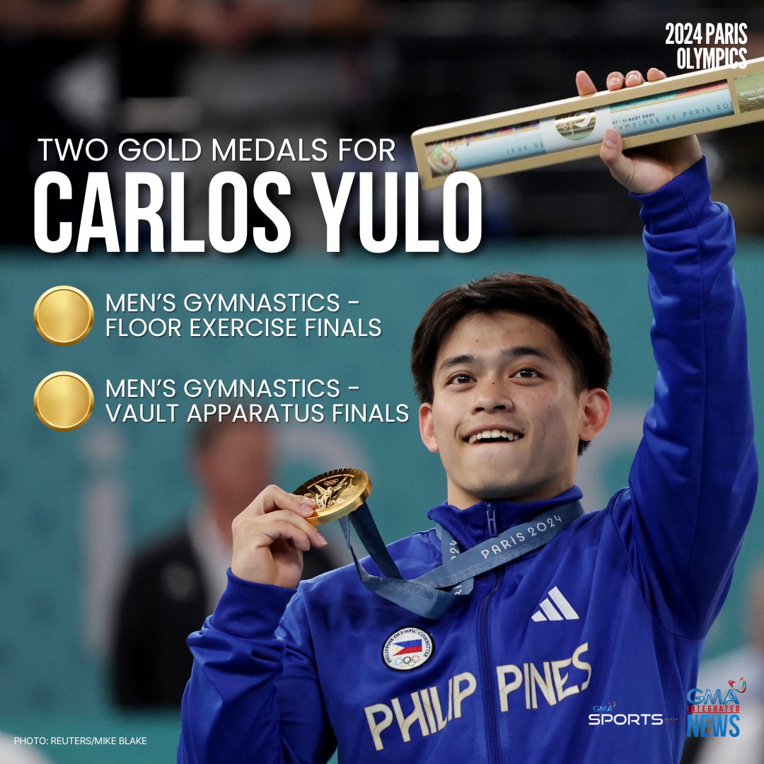 DOUBLE GOLD FOR CARLOS YULO! 🇵🇭🏅🏅

Carlos Yulo successfully brings home another gold medal for the Philippines! 

Follow #GMASports for #Paris2024 updates.