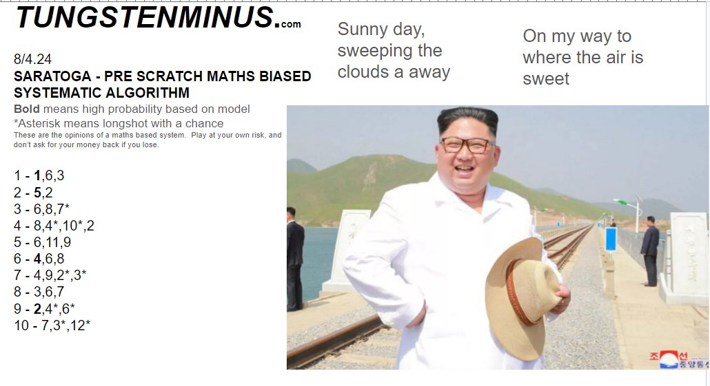 tungstenminus's tweet image. SARATOGA 8/4/24 -  We made $6.2M with our picks yesterday.   As of today we are a paid service and won&apos;t post free selections anymore.