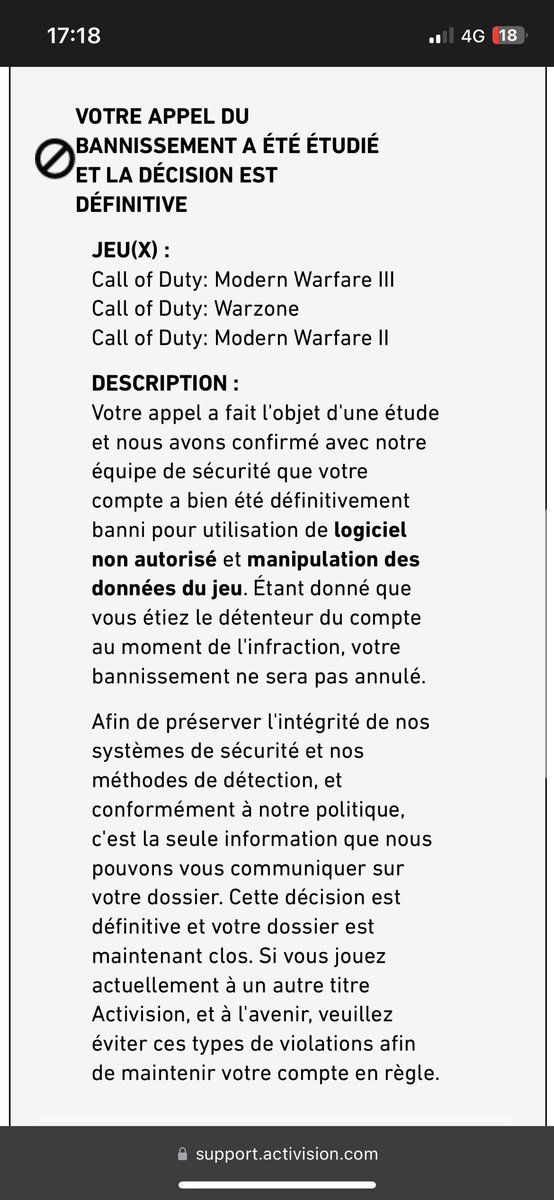 qbellevra's tweet photo. Incroyable @ATVIAssist @Activision qui te banni pour quelque chose que tu n’a pas fait ! Tu te fait hacker ton compte, il t’aide à le récupérer et te bannisse vivement Black Ops par Treyarch #activision #activisionsupport #MwIII #warzone #callofduty #hack #honteux #xbox https://t.co/ZGvhZ61rev
