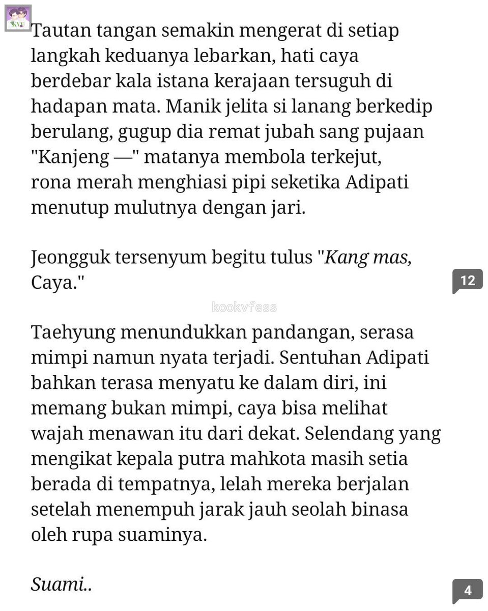 kookvfess's tweet photo. [KVF] NGEREOG GASI INI DEK CAYA AKHIRNYA RESMI JADI PASANGAN ADIPATI HIKS TERHARU😭 berawal dri dilempar jubah sm si lanang berakhir jd pasangan, adipati sabarnya luar biasa ngadepin segala kelakuan th🥺 perjuangan mempersunting th nya ga main main🤧 https://t.co/mrNeFd2g34