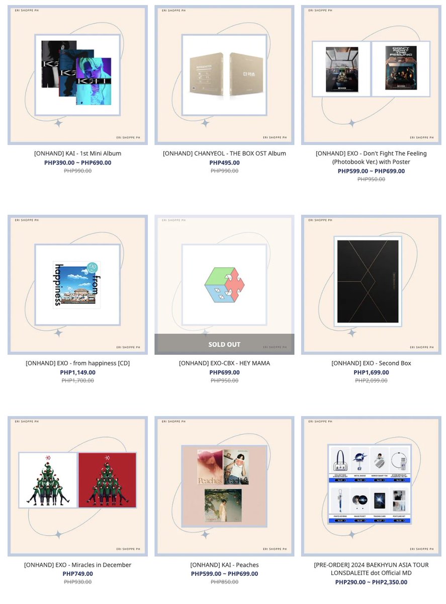 ERI_SHOPPE's tweet photo. 𓈒⟡₊ Happy birthday, EXO-L! 𓈒⟡₊⋆∘♡ 

All EXO official merchandise is now on sale up to 50% OFF, and for as low as ₱249 PHP! 

Spend a minimum amount of ₱999 to get free shipping! 

CODE: DECADEWITHEXOL 

꩜ All items are on hand, and ready for delivery. 
꩜ Promo runs until Aug 10th 
꩜ DOP: PAYO ~ up to 3 days payment  

#10YearsWithEXOL #ADecadeOfEXOLove #EXOL10thAnniversary ♡