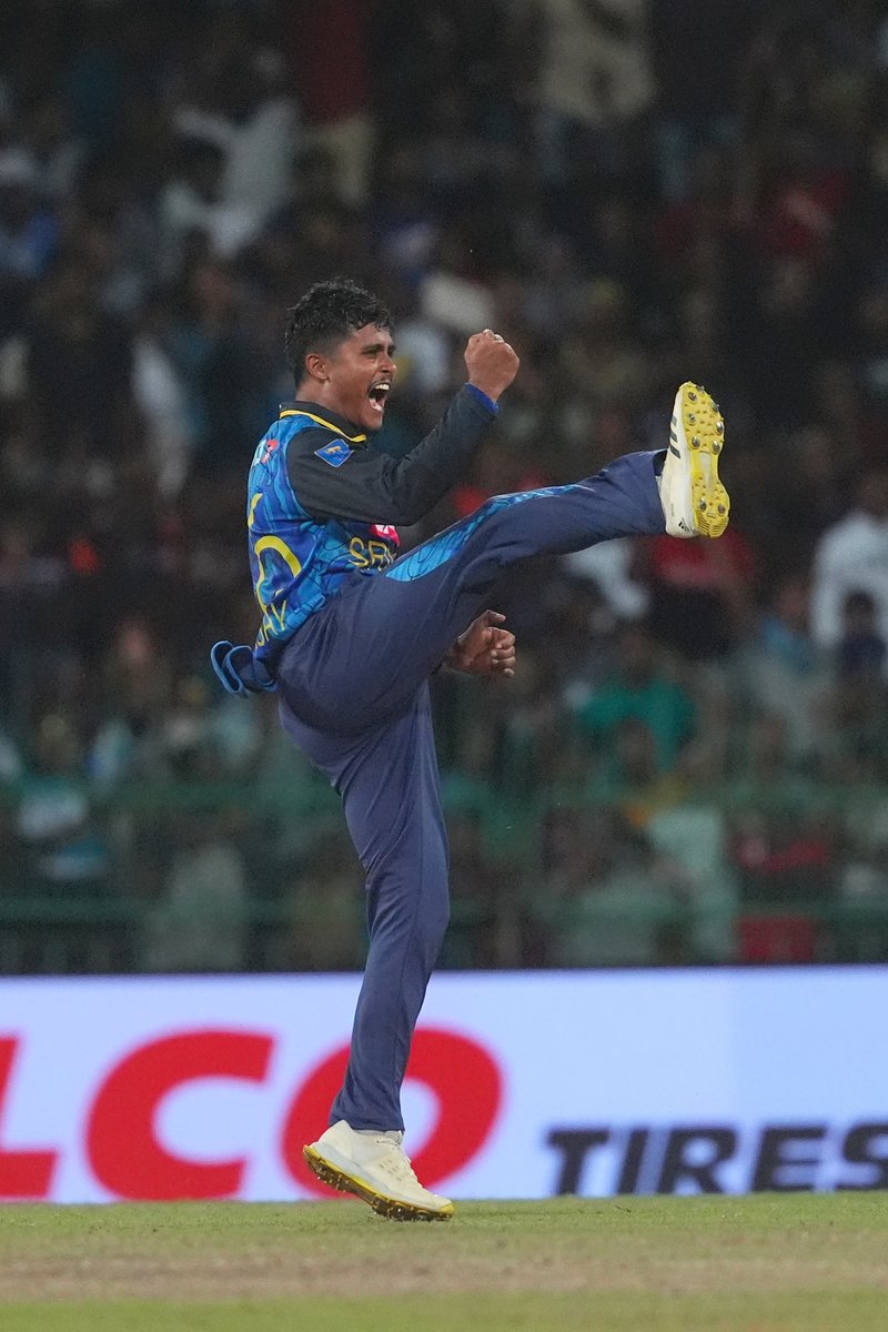 ESPNcricinfo's tweet photo. - 34 years old
- 23rd ODI in nine years since debut
- Announced as Hasaranga's replacement yesterday
- Takes six out of six against a full-strength India 🥶

And Jeffrey Vandersay isn't done yet

https://t.co/lUbBOz1iVA | #SLvIND https://t.co/N9uwUb2495