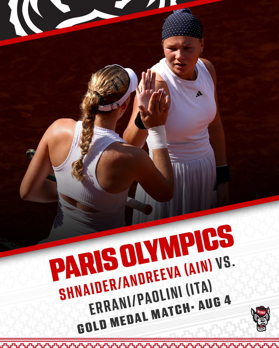 PackWTennis's tweet photo. It's time!

Tune into Peacock now to watch Diana Shnaider go for the gold medal in women's doubles!

#GoPack | #PackInParis https://t.co/G8w6dVI3cd