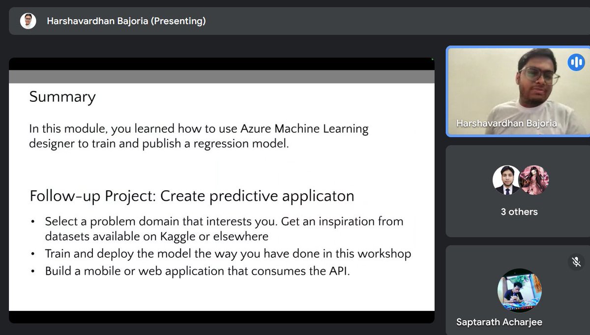 Rang000007's tweet image. Just had an enlightening session on #DataScience and #AzureAutoML with Harshvardhan Bajoria! 🚀📊 Learned about model training, deployment, and more. Grateful for the practical tips and hands-on-experience @hvbajoria