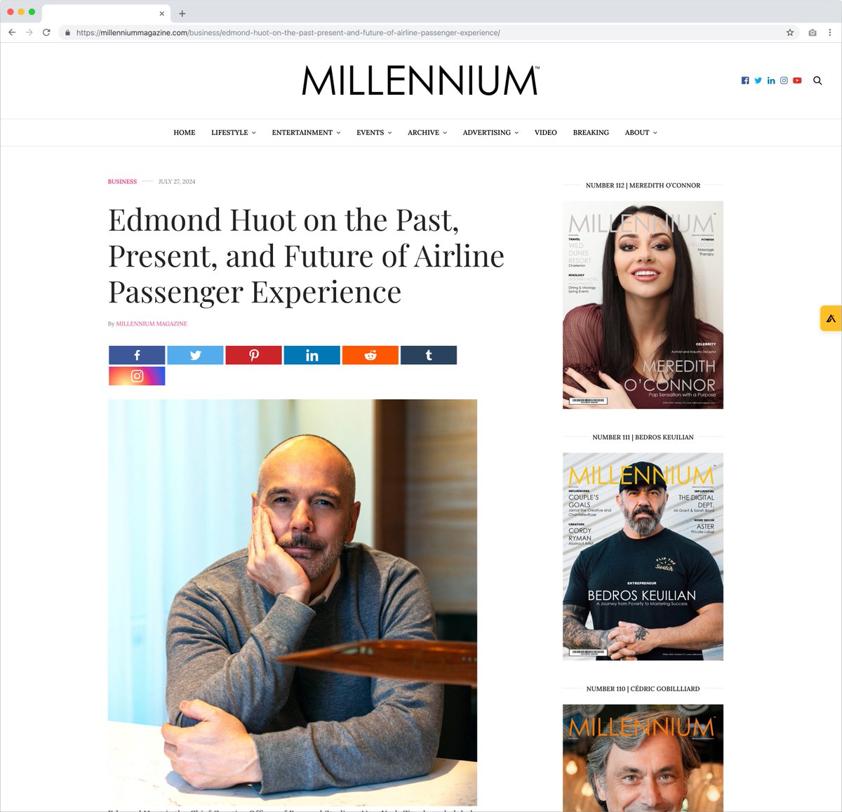 Our Chief Creative Officer, Edmond Huot on the Past, Present, and Future of Airline Passenger Experience millenniummagazine.com/business/edmon… via <a href="/MillenniumMag/">Millennium Magazine®️™️</a> 

#Aviation #Design #PassengerExperience #Innovation #Travel #AirlineIndustry #AviationDesign #EdmondHuot #FutureOfTravel #AirTravel