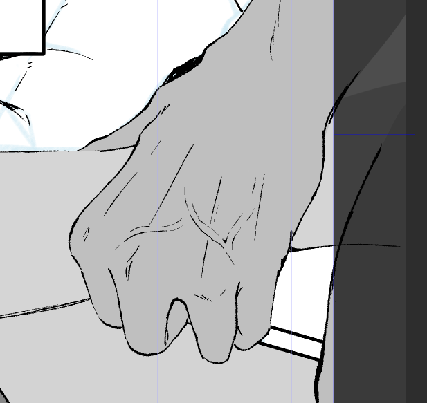 こういう手の絡みとか表情描いてる時は一番生を実感する! 