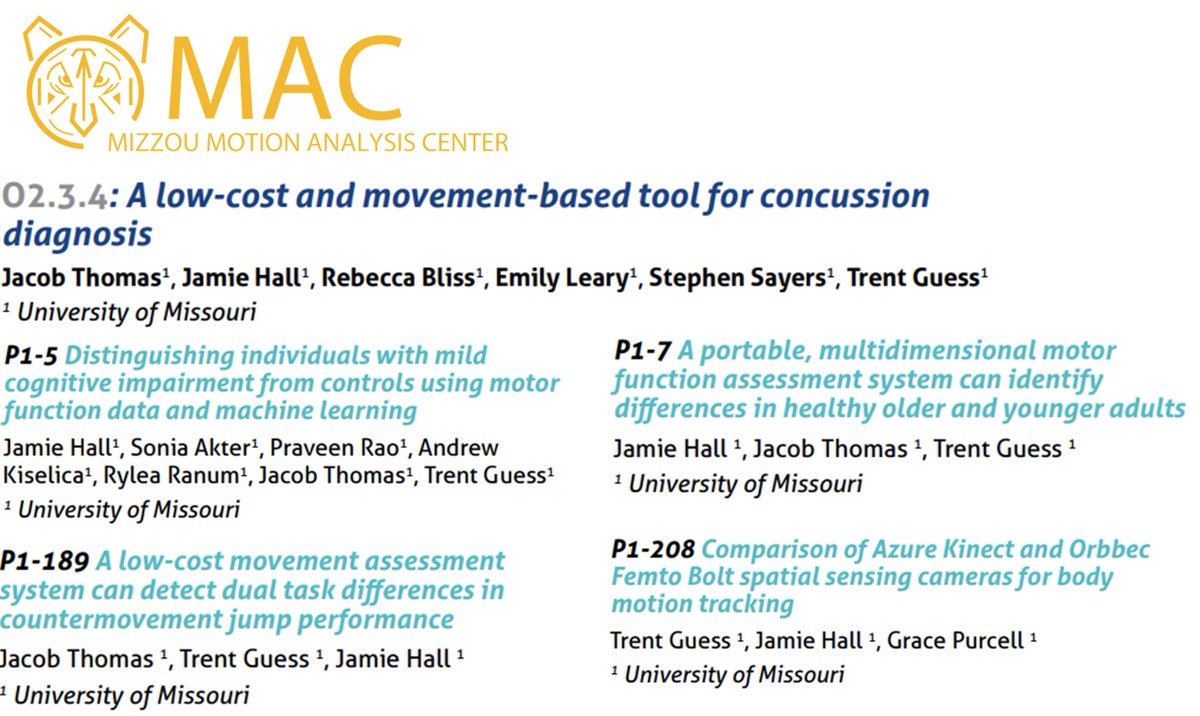 The MAC will be sharing research on motor function assessment for concussion diagnosis, detecting mild cognitive impairment, dual task jumping, age related differences, as well as depth camera evaluation at  #ASB2024.