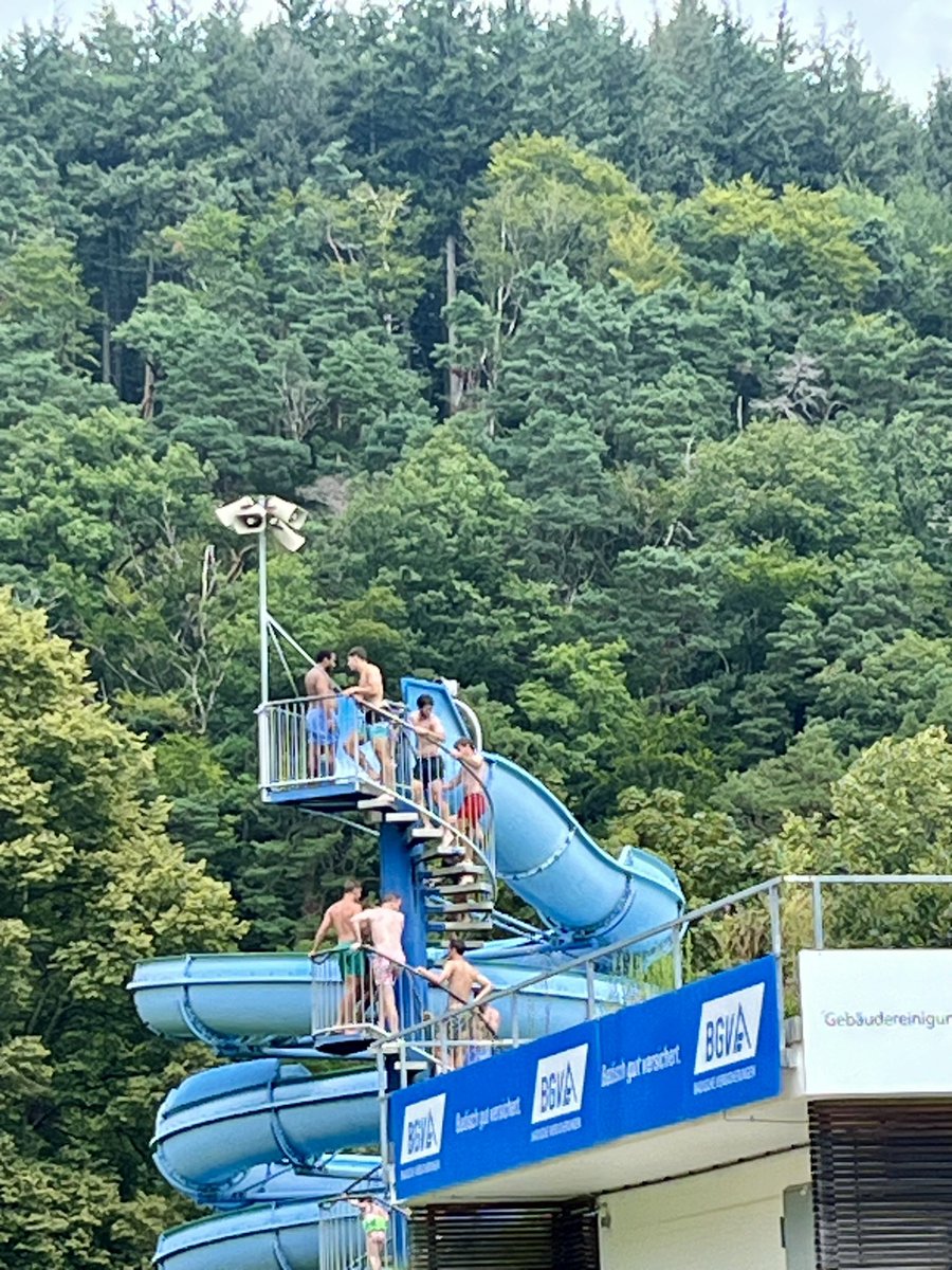 CentreSoccer's tweet photo. #CentreSoccer at the halfway point of our #GermanyTrainingCamp in the #BlackForest. Pool day for the group…Nick Blair takes home the Putt Putt Cup! #NCAASoccer https://t.co/psezrYat3R