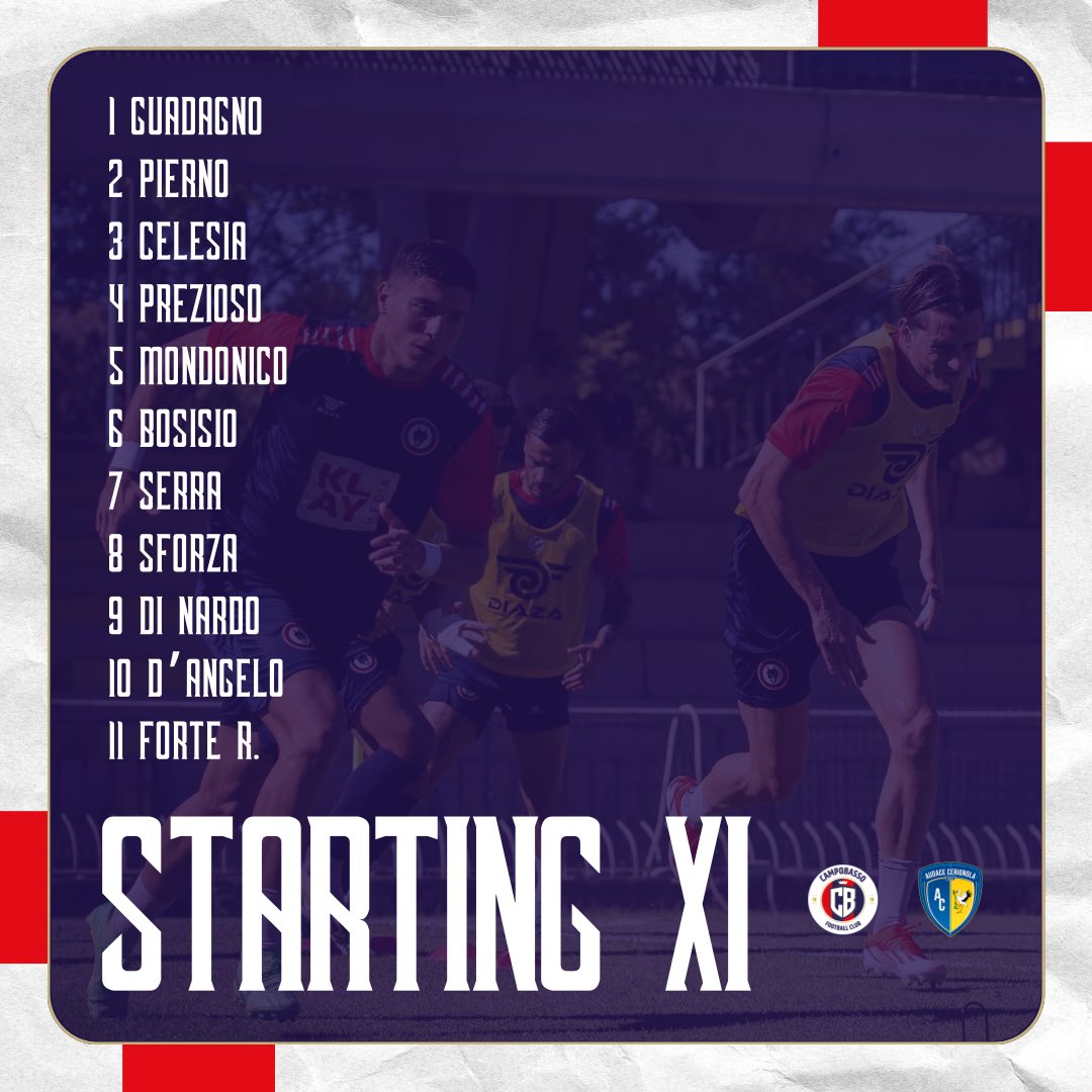 Campobasso1919's tweet photo. 🔴🔵STARTING XI
L’undici di partenza per #CAMCER https://t.co/tti096MuvS