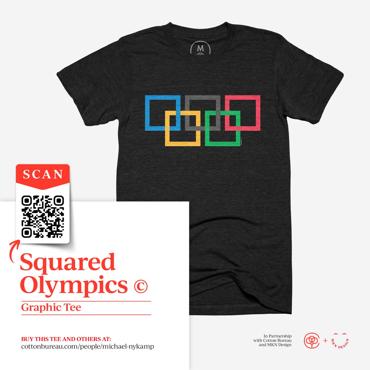 It's disappointing to see this year's Summer Olympics marred by ignorance &amp; misinformation. Let's do better! “Squared Olympics” is a reflection of this ignorance. Purchase at shorturl.at/znDUA or scan the QR code in the image. 

#SquaredOlympics #MKNDesign #CottonBureau