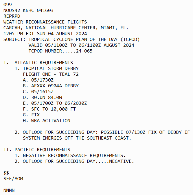 LimWeather's tweet photo. #Recon plan on Aug 5-6 calls for USAF Flight TEAL 72 to fly to #debby from #Keesler AFB,#Biloxi,#Mississippi!
#Wxx #wxtwitter #tropicswx #mswx #flwx #Hurricane #hurricanehunters #hurricanedebby #tropicalstorm #Tropialstormdebby https://t.co/QSenpWLW0t