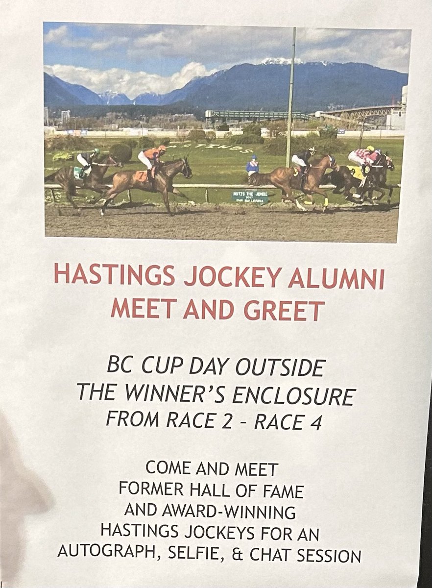 A fun event alongside a great card of BC Cup Day racing on Monday, Aug 5th. Come out to <a href="/hastingsraces/">Hastings Racecourse</a> to see the stars! ✨ First race goes at 2:30pm; admission is free —families welcome! ☀️🏇🇨🇦 <a href="/HSTRacingClub/">Hastings Racing Club</a> <a href="/HBPA_BC/">HBPA BC</a> <a href="/BCRacebook/">Racebook</a> <a href="/HRacing69/">HastingsRacing69</a>