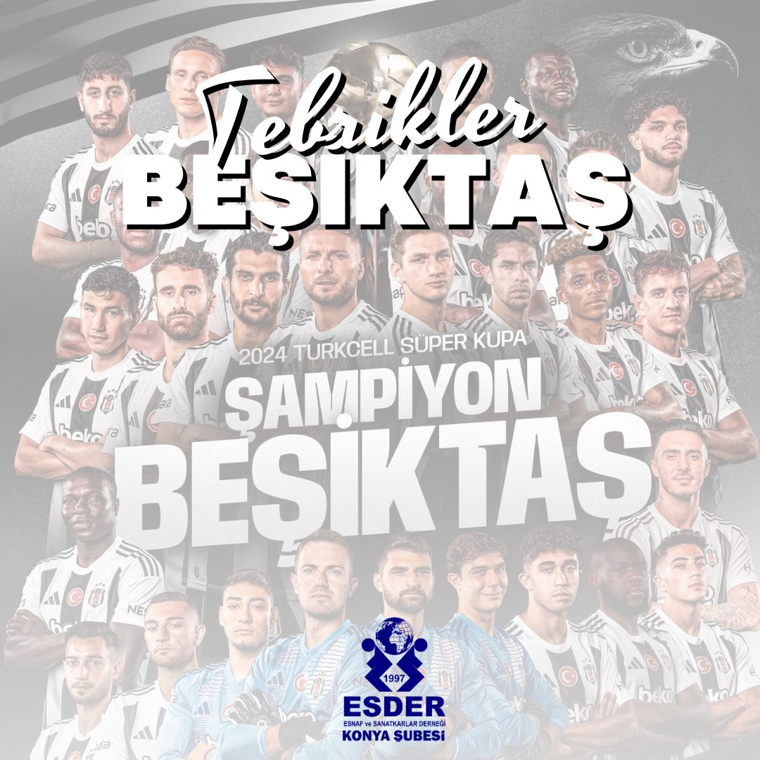 esderkonya42's tweet photo. Rakibi Galatasaray’ı yenerek Turkcell Süper Kupa Finalini kazanan Beşiktaş’ı tebrik ederiz.🇹🇷🏆

#esder
#Beşiktaş
#TurkcellSüperKupa https://t.co/Nz5mPb8Kgn
