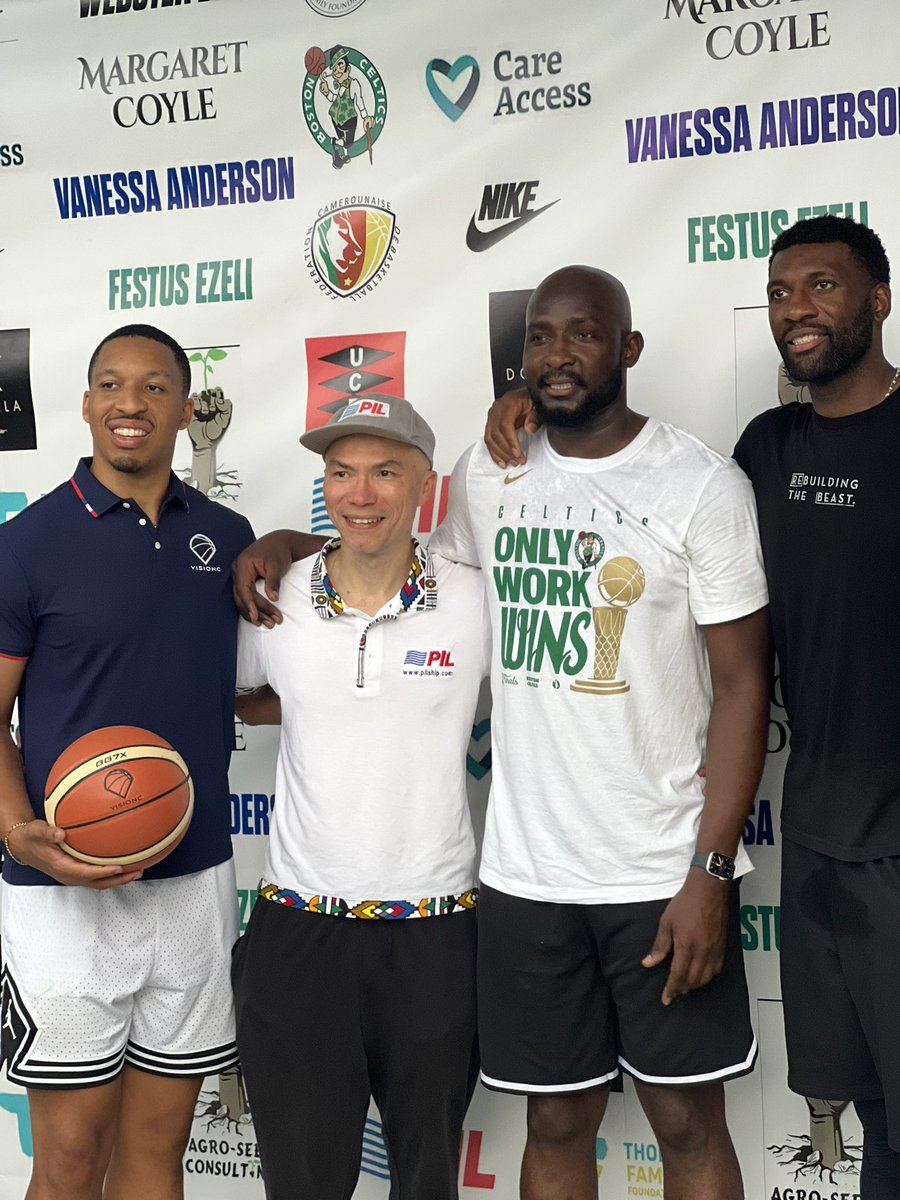 seleuhillary's tweet photo. Congratulations to @StevieThunder33 for putting together a state of the art Basketball training camp in Douala.

#GrantWill honoured us with his presence. 

#VisionCameroon - Multiple Scholarships were given out to the kids.

We ❤️ basketball 🏀 https://t.co/h7eWvgynae