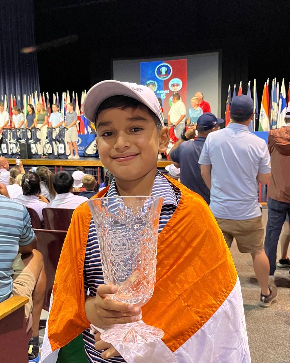 Hardisohi's tweet photo. He is Nihaal Cheema from #Chandigarh .

He earned second place out of 103 best budding golfers of the World in 7 year old category #WorldJuniorGolfChampionship at Pinehurst USA. 

Many Congratulations to Our lil Champ.🇮🇳🫡 https://t.co/fVnV1ijfDW