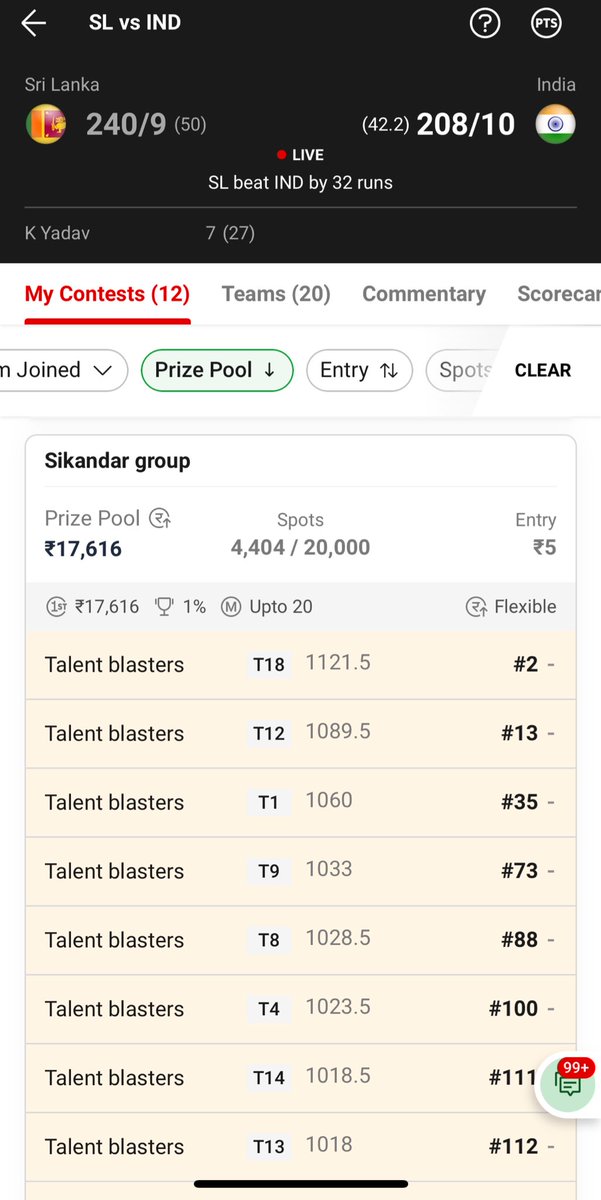 Missed again 
#INDvsSL #Dream11