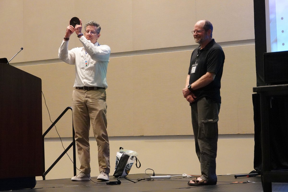 FieldOrnith's tweet photo. More from #afoscowos24!
Matt Shummar, AFO President, welcoming attendees to AFO Members' Meeting; Patrick Keenan from @avinetresearch, who handed out conference swag; and Tim O'Connell delivering @wilsonornithsoc's Margaret Morse Nice Medal to Ron Mumme.
#AFOrnithevents https://t.co/04thz5fflW