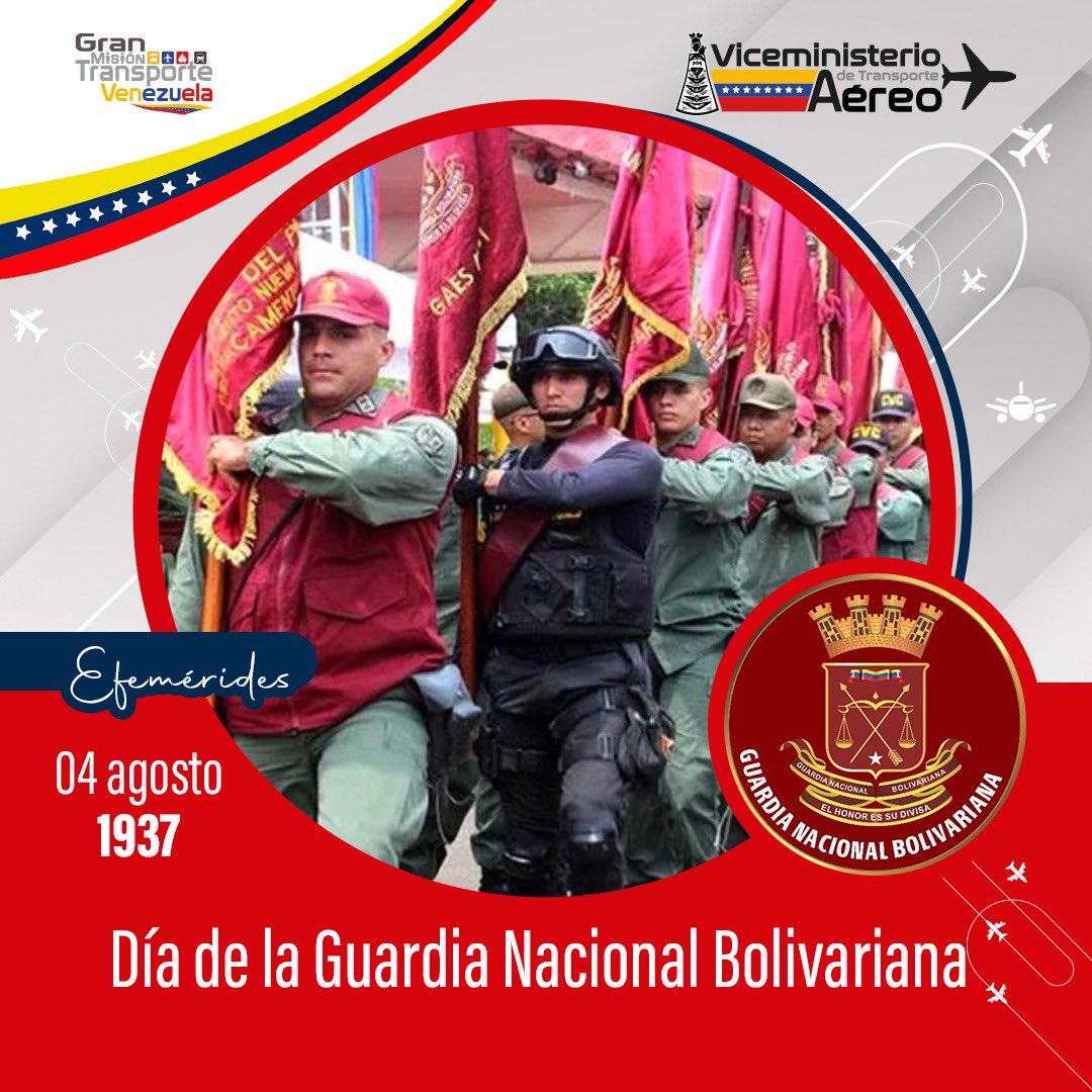 viceminaereo's tweet photo. #EfeméridesViceminAéreo || Día de la Guardia Nacional Bolivariana.87° aniversario de una Institución con hombres y mujeres de honor y lealtad inquebrantable,que asumen con la mayor disciplina y compromiso,la tarea de velar por la seguridad y la tranquilidad de Venezuela. https://t.co/2xjXhZj1ge