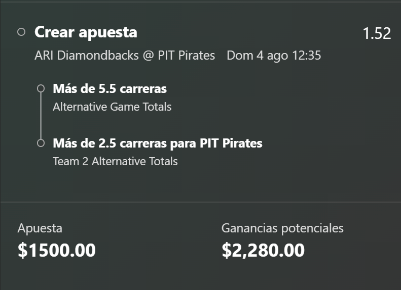 SistemaZcode's tweet photo. Free pick #zcode @Dbacks @Pirates #mlb
Suerte 🍀
#apuestasdeportivas #prediccionesdeportivas #freepicks #zcodetools https://t.co/NnX2g6eUUL