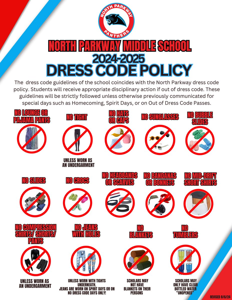 npmspanthers's tweet photo. Dress code policy #bestyearever #dayone ⁦@JMCSchools⁩ ⁦@suptking⁩ ⁦@DrShemon⁩ https://t.co/RWkjpYZ47E