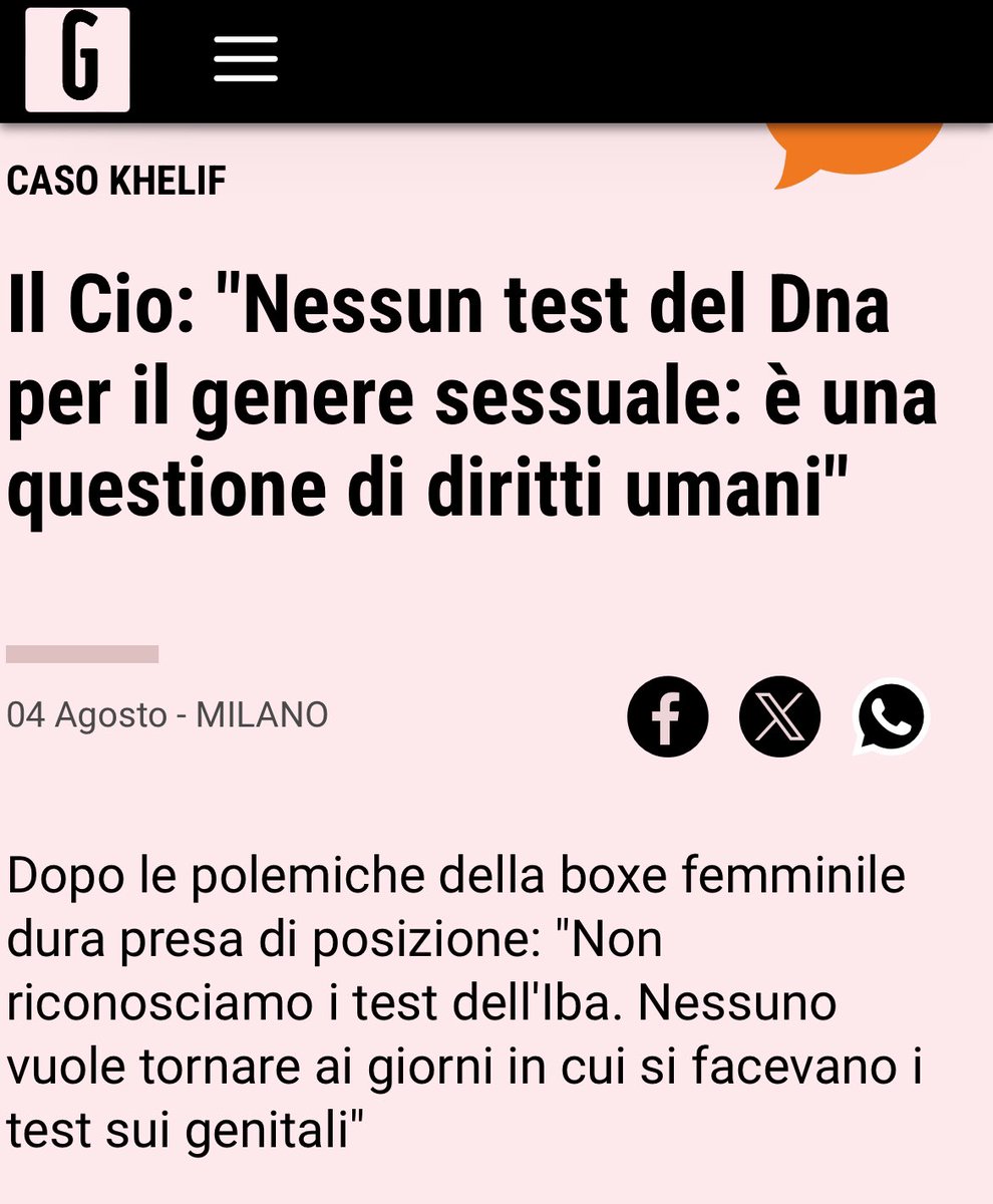fratotolo2's tweet image. Il Comitato olimpico: "Nessun test del Dna per il genere sessuale: è una questione di diritti umani"

E i “diritti umani” delle donne di non essere prese a pugni da pugili con cromosomi maschili?
#Paris2024