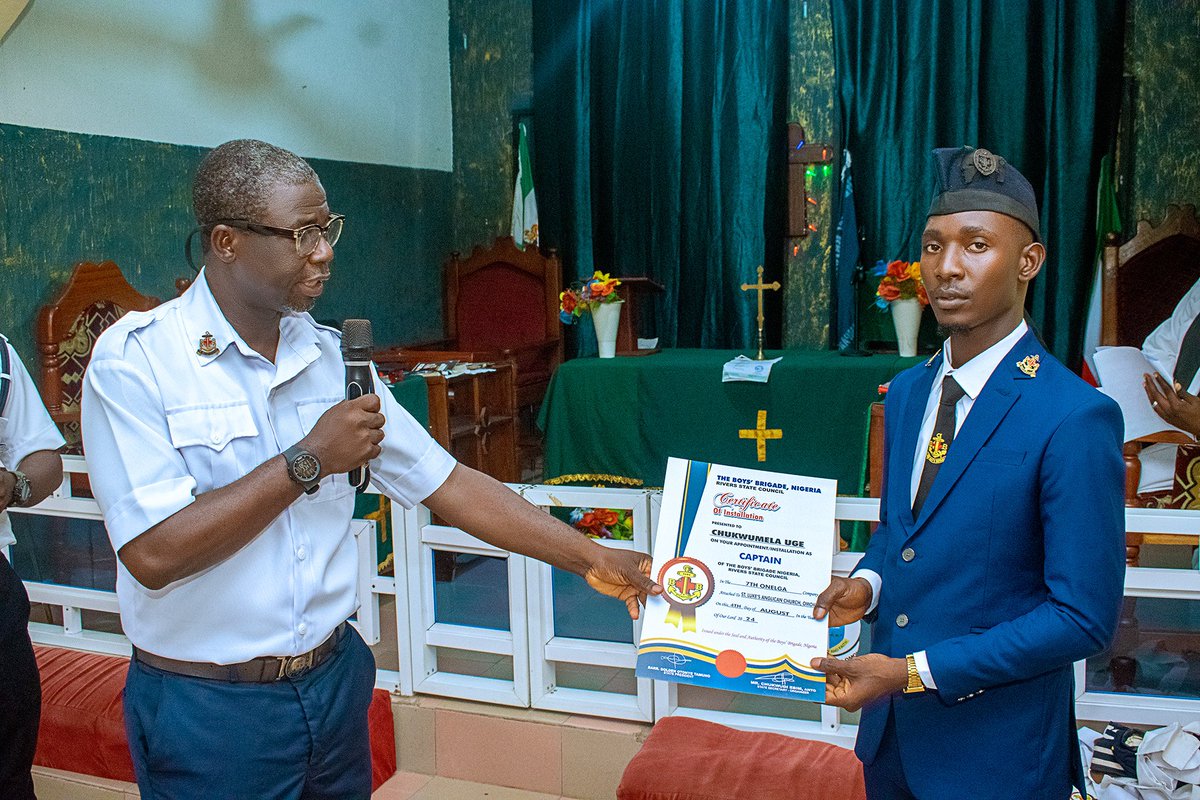 PrinceChukwumel's tweet photo. Join me as I present to you the latest Captain of the Boys' Brigade Nigeria, Rivers State Council, Onelga Battalion Council, 7th Onelga Company.
To God be the glory...
#BoysBrigadeNigeria
#BB4Life https://t.co/Hh6tbE2aTD