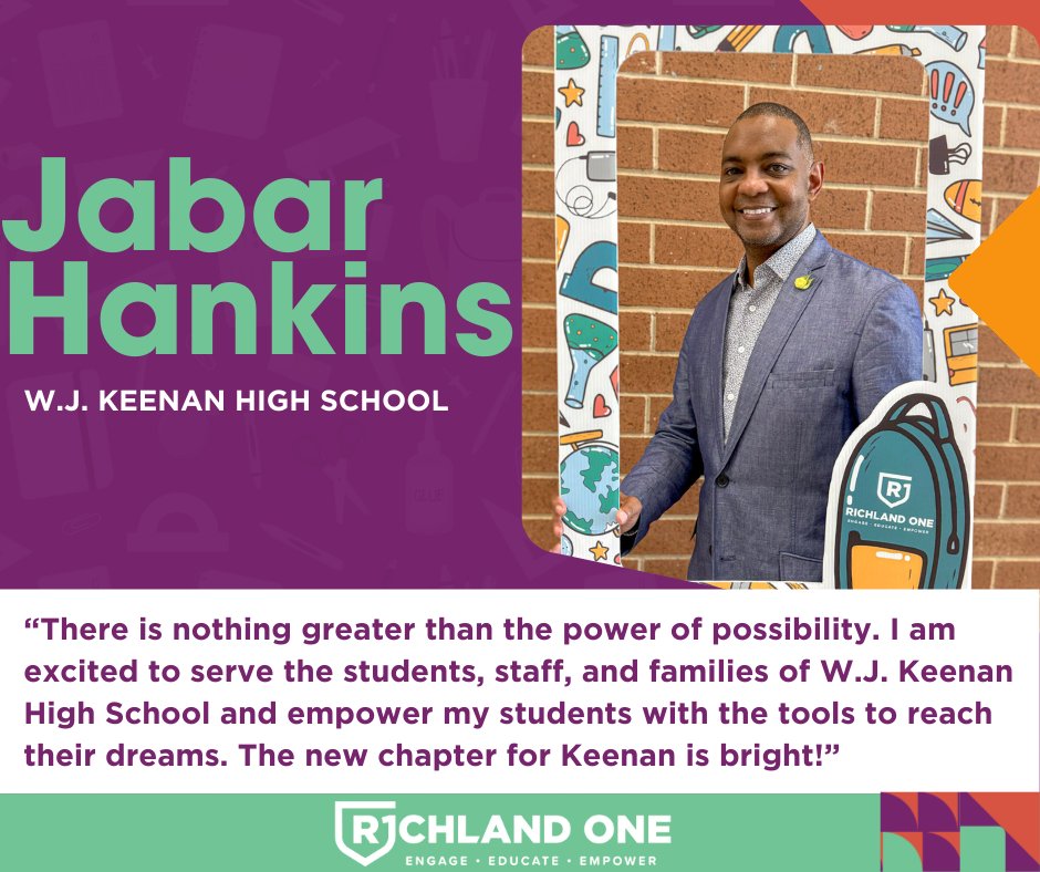RichlandOne's tweet photo. Jabar Hankins, @wjkeenan's new principal, is excited about welcoming back his students in just four days!
#TeamOne #OneTeam #R1BackToSchool https://t.co/LR5UtXfU6m