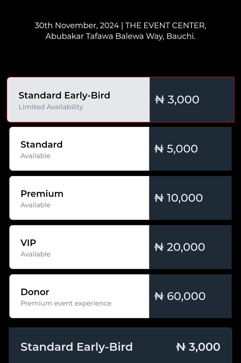 🎟️ Exciting News! 🎟️

Tickets for @TEDxBauchi are now available! Visit [TEDxBauchi Tickets](tedxbauchi.com) and use the referral code **Bindi2024** to get your ticket. 

🎫 Don't miss out on our **early bird tickets** at a discounted rate!