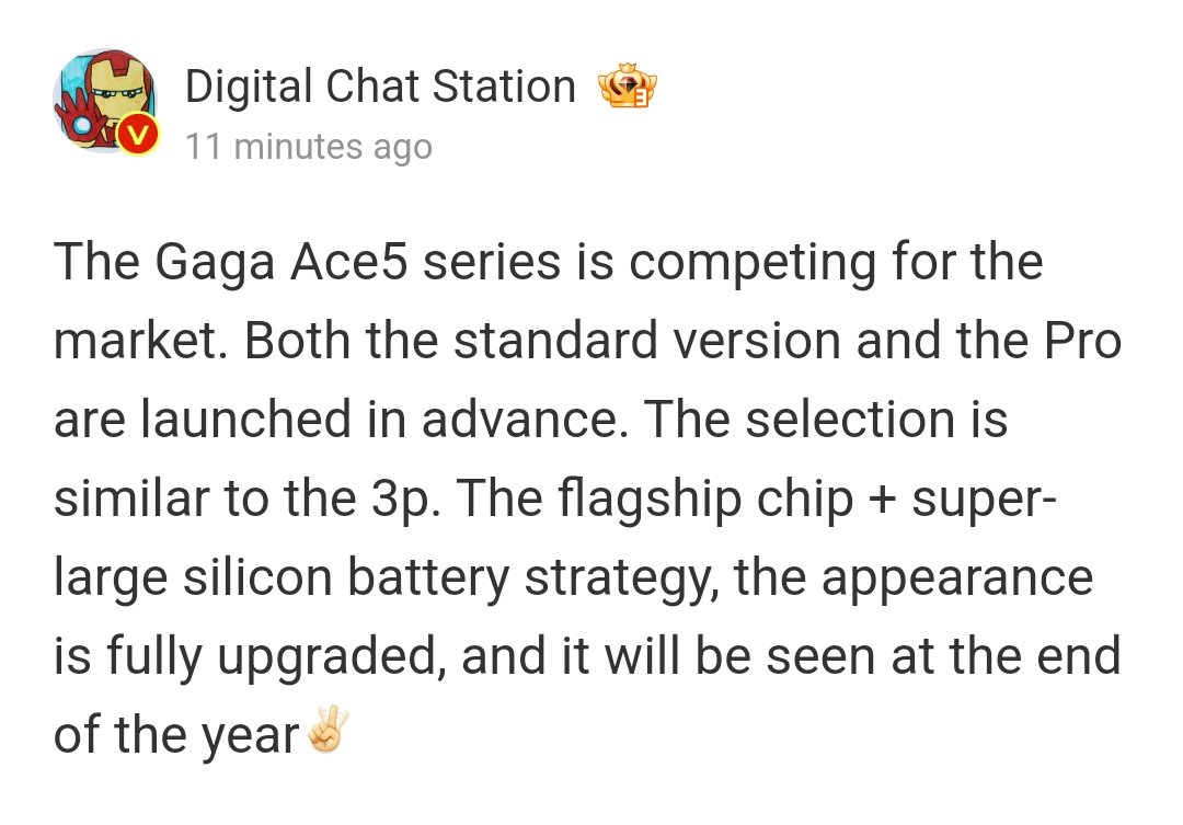 SandipM62146287's tweet image. OnePlus Ace 5 Series is launching in Q4 2024 in mainland China.  Specs are similar to 
#OnePlusAce3Pro #OnePlusAce5 = #OnePlus13R #OnePlus #OnePlusAce5Pro