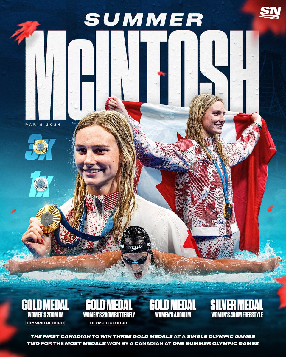No one’s having a better summer than Summer McIntosh. 🇨🇦🥇

#Paris2024 | #TeamCanada