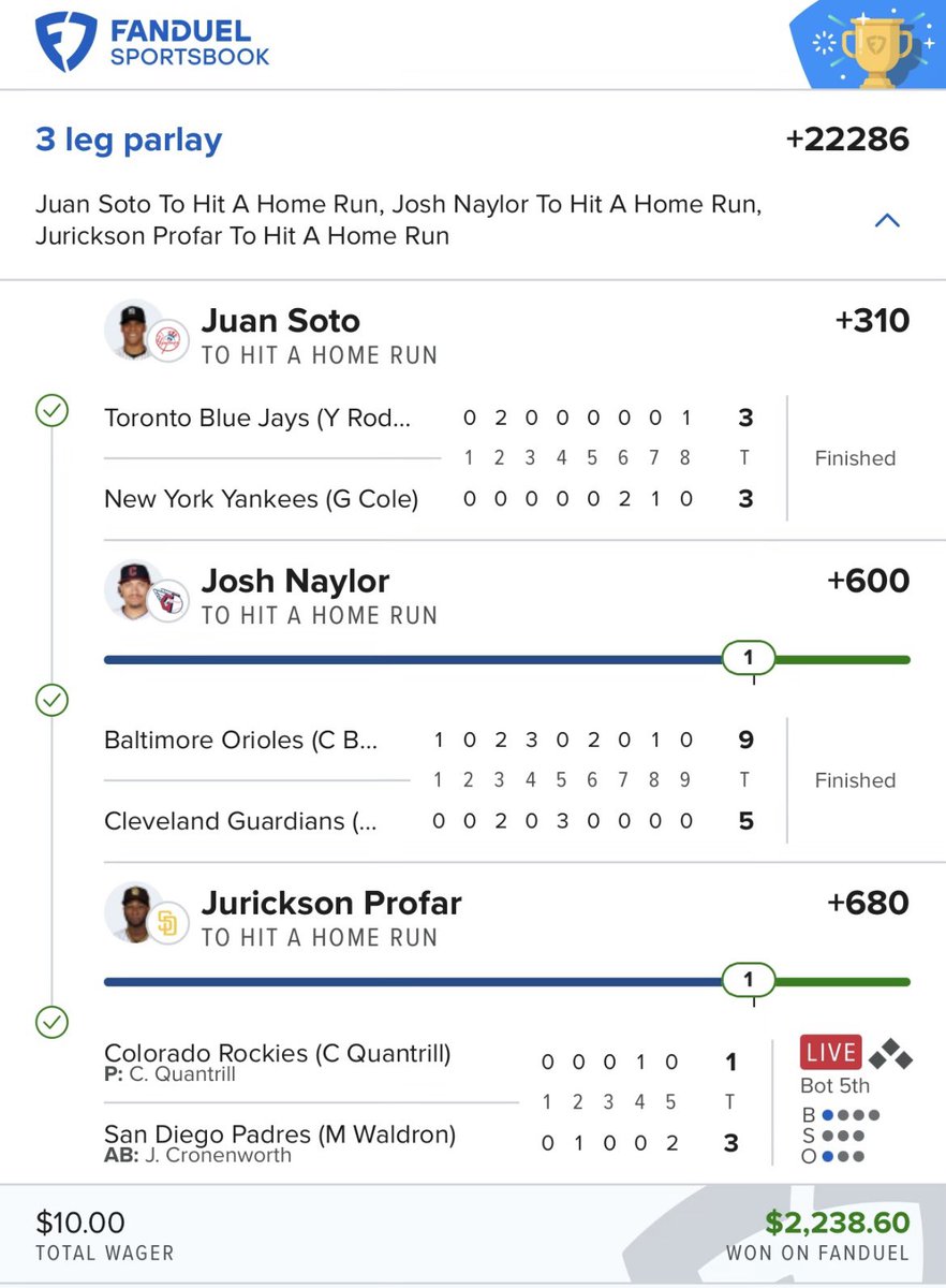 WeHitThose__9's tweet photo. HOLLY SHIT WE CASHED ANOTHER ONE!! (@TheOddsFathers x @CappCollective)

💣 Soto ✅✅✅✅
💣 Naylor ✅✅✅✅
💣 Profer ✅✅✅✅

$10 —> $2,200 💰💰💰💰

THE HOTTEST DISCORD ON THE PLANET!!

Less than 200 spots left to join for ONLY $22 with code ‘Dinger’

https://t.co/70D2aHg27W https://t.co/riznuBmsv1