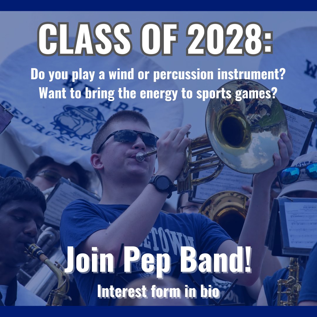 Class of 2028: Do you play a woodwind, brass, or percussion instrument? Do you want to join the loudest section at football, basketball, and soccer games?

If yes, we'd love to have you in Pep Band!

Fill out the link in bio and stay tuned for more information!🥁🎶🎺🎷