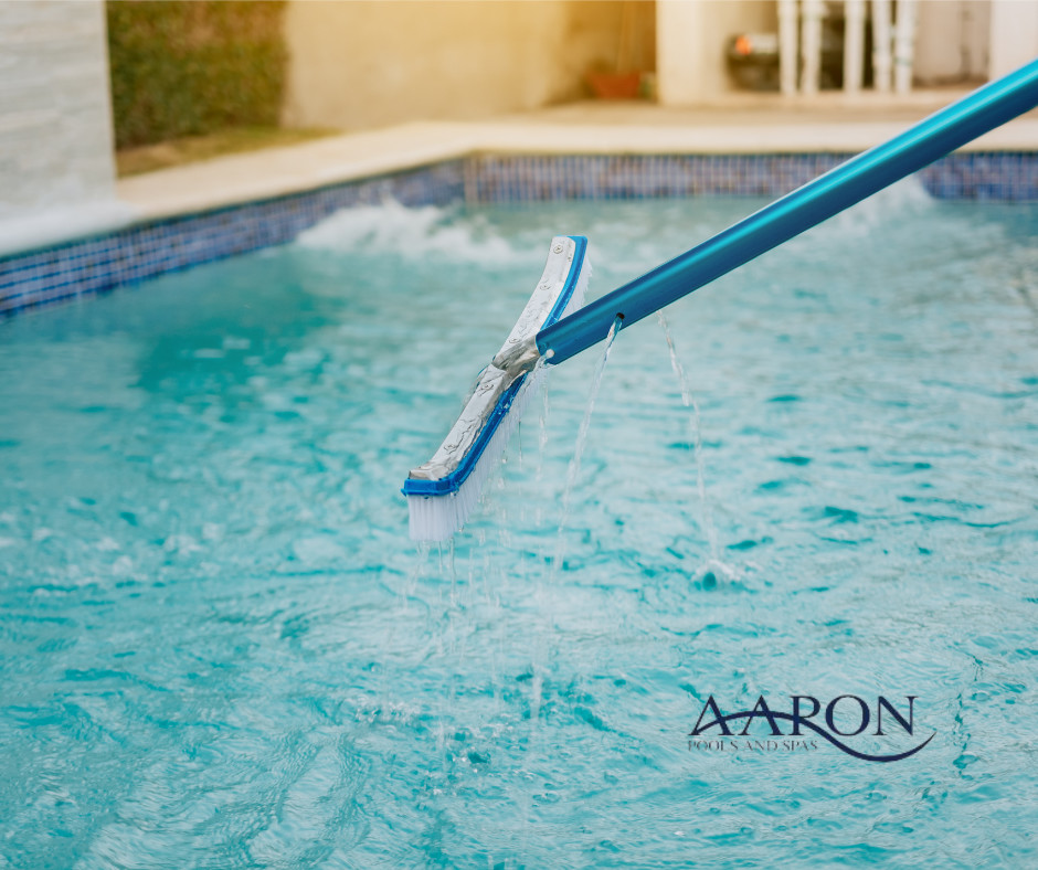 AaronPoolSpa's tweet image. Keep your pool sparkling with this easy tip! Make it a habit to brush the #pool walls and floor weekly to prevent algae buildup and ensure clear water. Share your favorite pool maintenance hacks in the comments below! #poolowner