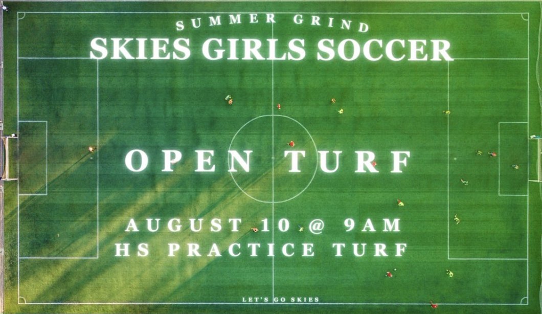 There will be a Girls' Soccer Open Turf Practice on August 10 at 9AM on the MHS Practice Turf.
All players that are planning on playing Girls' Soccer - Spring 25 are invited! There will be a quick meeting afterwards. The team is also looking for 2 team managers.
Let's Go Skies!