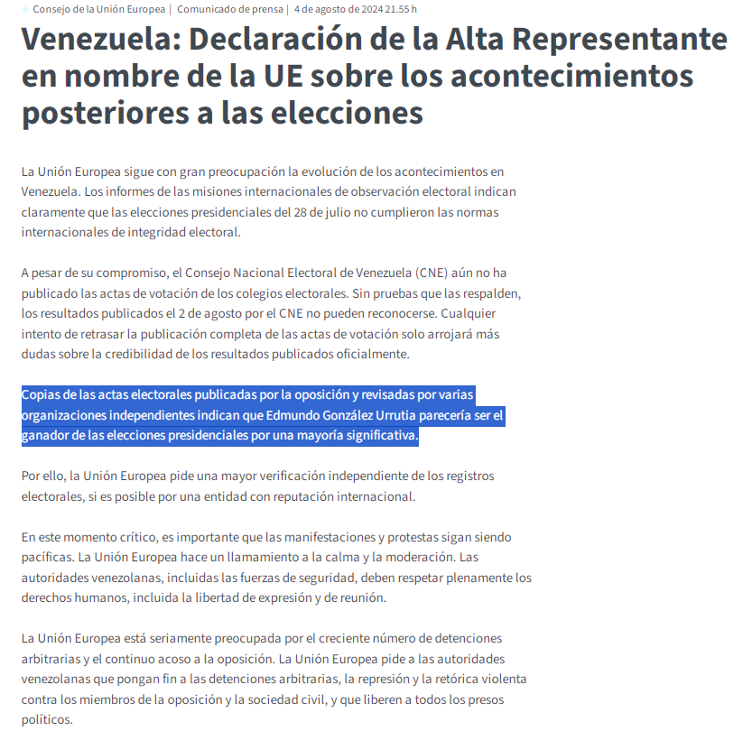nachomdeo's tweet photo. La Unión Europea desconoce el triunfo de Maduro y señala que las pruebas indican una victoria de Edmundo González https://t.co/NBwVgdfAm2