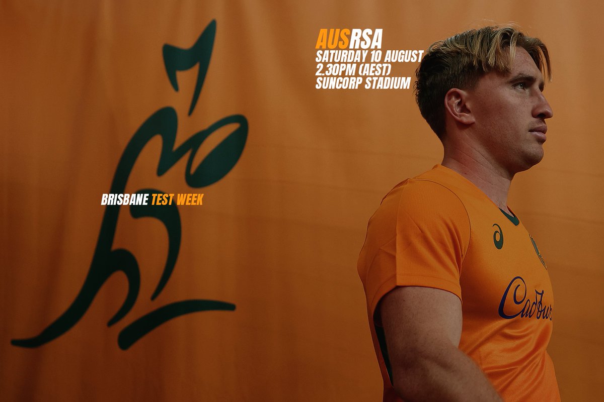 Wallabies (@wallabies) on Twitter photo TEST WEEK.
🏟️ South Africa
📆 Saturday 10 August 2.30pm AEST
🏟️ Suncorp Stadium
🎫 bit.ly/RSABrisbaneTest
📺 @stansportau & Nine
#Wallabies #thisisqueensland #visitbrisbane #Wallabies @queensland <a href="/visitbrisbane/">Visit Brisbane</a> TEST WEEK.
🏟️ South Africa
📆 Saturday 10 August 2.30pm AEST
🏟️ Suncorp Stadium
🎫 bit.ly/RSABrisbaneTest
📺 @stansportau & Nine
#Wallabies #thisisqueensland #visitbrisbane #Wallabies @queensland <a href="/visitbrisbane/">Visit Brisbane</a>