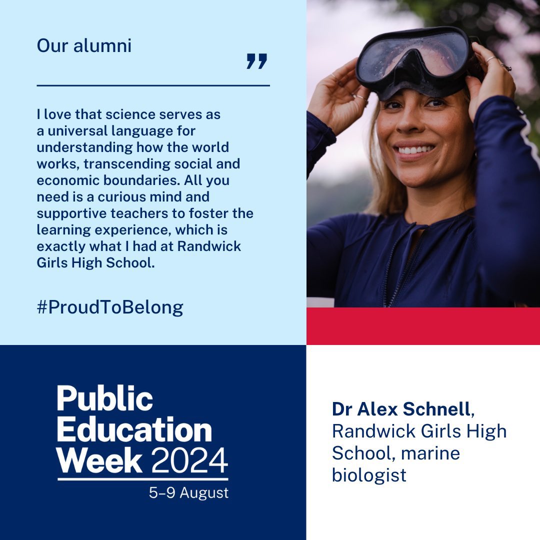 Dr Alex Schnell is an international expert on how animals learn and remember information. She says her supportive teachers at Randwick Girls High School fostered her love of science, leading her to dive into a career in marine biology. Outstanding #DoEAlumni #ProudToBelong
