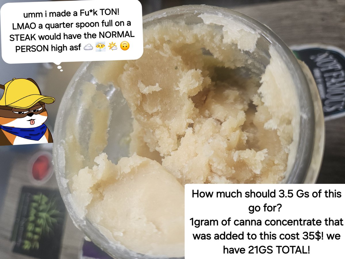 aphillyatd420's tweet image. This #cannabutter is pure 🔥🔥🔥🔥
#edible #cannabisculture
A quarter spoon 🥄  out the jar 🫙 would have ANY normie 😴 💤 🛌 
~The sticks of butter were made from top shelf #Cannabis flower. They have a slight earthy taste and a mellow on set.
~THE JAR of butter is what I prefer…