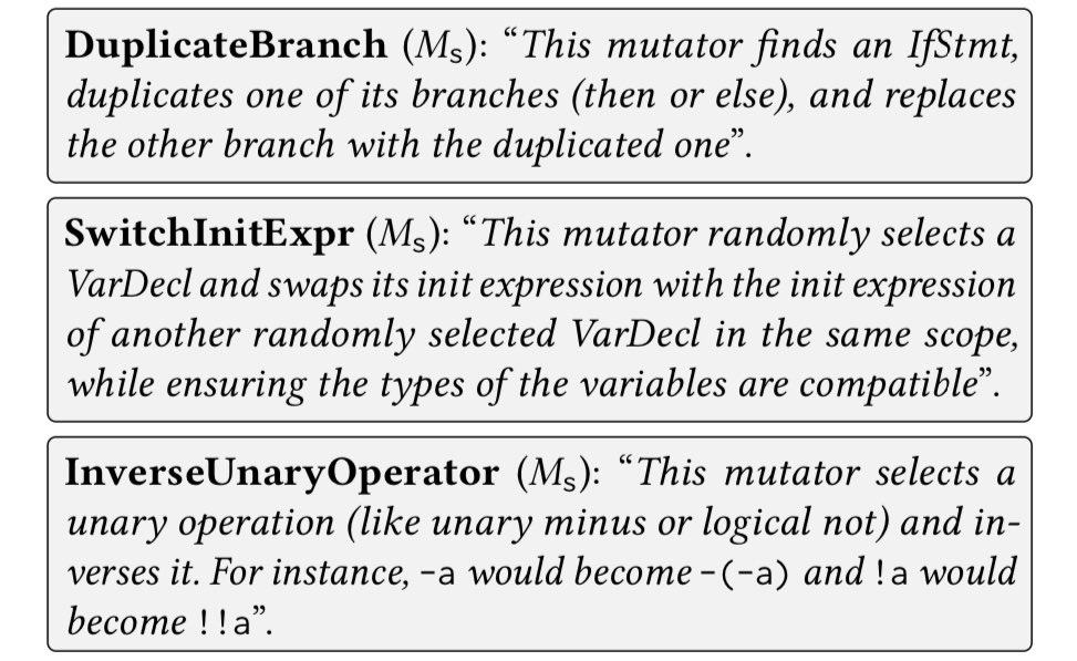 connglli's tweet photo. Below present some mutator examples (their names and descriptions) and the mutator ModifyFunctionReturnTypeToVoid’s code before and after fixing. More examples can be found in https://t.co/DrXapjOZsw. https://t.co/5nRCooQ1od