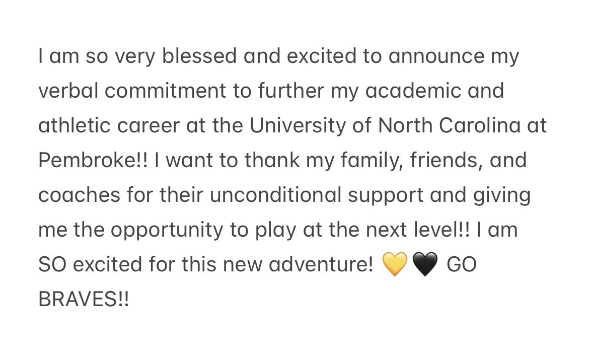So excited! Go Braves!! 💛🖤
<a href="/UNCP_Softball/">UNCP SOFTBALL</a> <a href="/Coach_GrazU/">Steph Graziani</a> <a href="/Lauren_Hawley28/">Lauren Hawley</a> 

@PaLadyDukes18U
