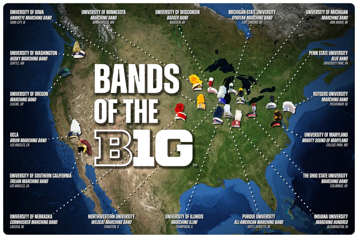 MarchingIllini's tweet photo. The #B1G just got a little bigger...
We officially welcome our new member schools and their marching bands! The B1G truly spans from coast to coast! https://t.co/afOYLKjLi9