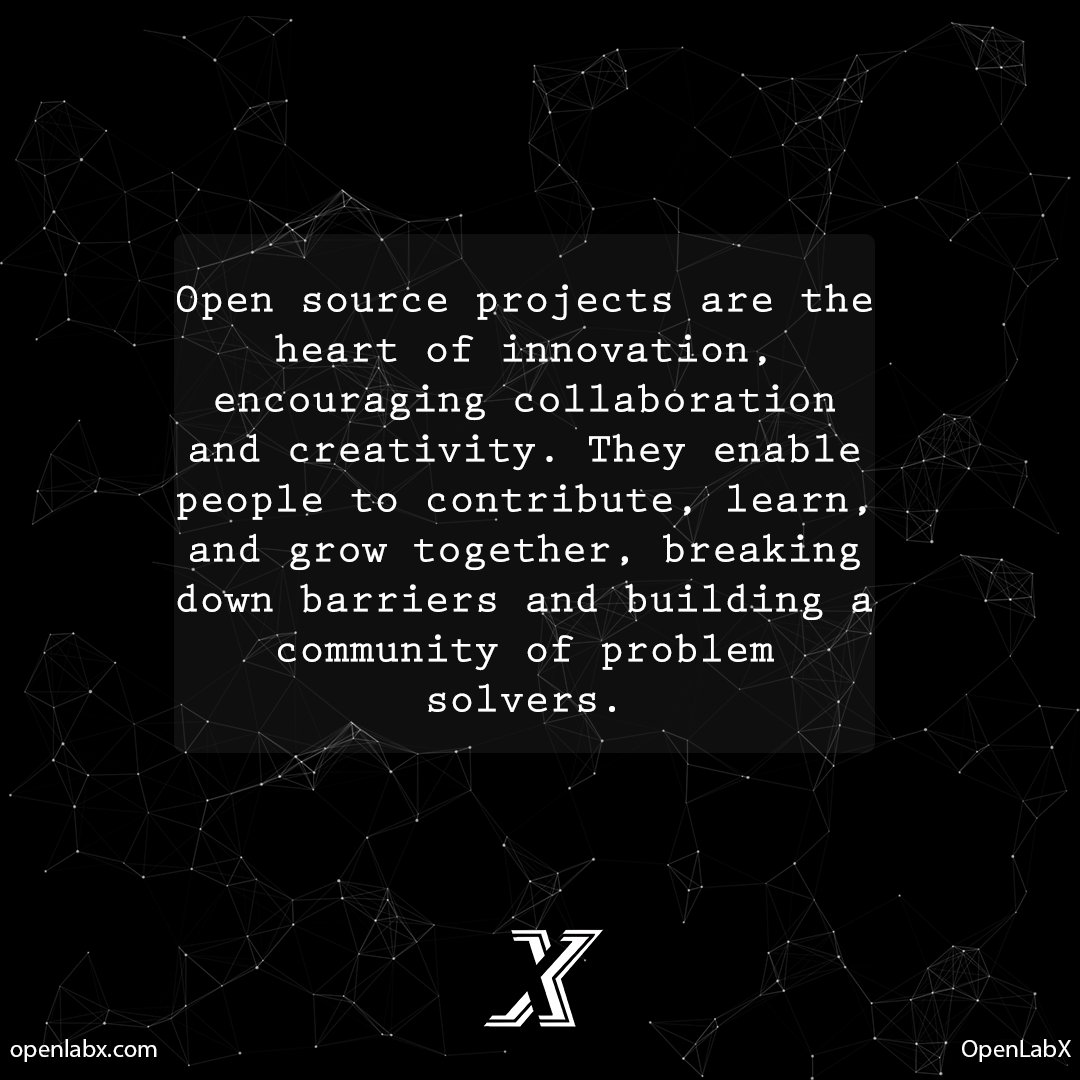 openlabx's tweet photo. Open source projects are the heart of innovation, encouraging collaboration and creativity. They enable people to contribute, learn, and grow together, breaking down barriers and building a community of problem solvers.
.
.
.
.
.
.
#X #OpenLabX #Programming #Engineering #SpaceX https://t.co/q5qIsBHXEX