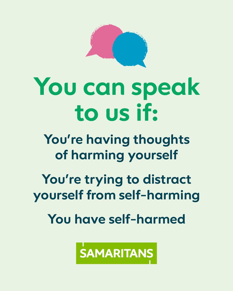 samaritans's tweet photo. A quick reminder that you can talk to us about self-harm.

We're always here to listen to whatever it is you're dealing with at the moment. https://t.co/6wlVrzZWV9